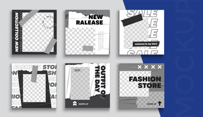 Sale banner layout design. Set of social media mobile app for shopping, sale, product promotion. 