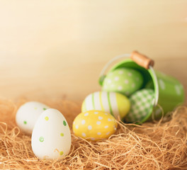 Easter eggs and tin can