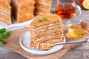 Slice of honey cake