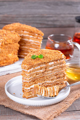Slice of honey cake