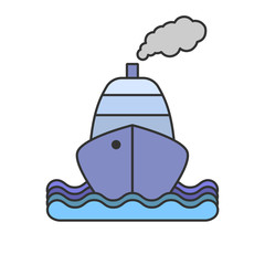 Cruise ship. Flat icon. Vector illustration.