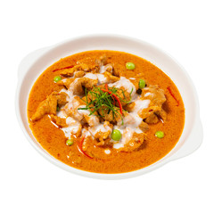 Thai red curry with Chicken isolated on white background