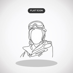 Snowboarder head- continuous line drawing