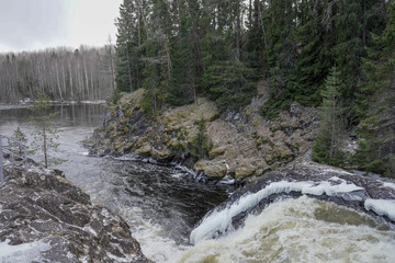  Karelia nature and spring waterfall