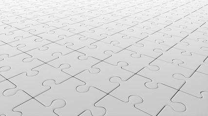 White jigsaw puzzle template background. 3D-rendering.