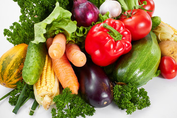 fresh vegetables on the white