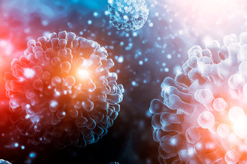 Obraz premium 3d rendering Virus bacteria cells background