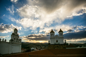 White colonial architecture in Sucre, Bolivia