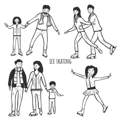 Family recreation on ice rink set