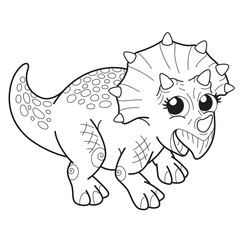 Coloring book for children baby Triceratops, vector illustration.