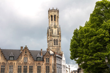 Fototapeta na wymiar Belfry in the Historic Centre of Bruges, Belgium. part of the UNESCO World Heritage site