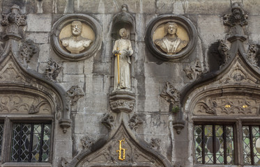 Obraz premium September 14, 2019. The Romanesque architecture Basilica of the Holy Blood facade in the historic center of Bruges in West Flanders Belgium.