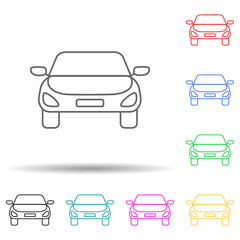 A car multi color set icon. Simple thin line, outline vector of navigation icons for ui and ux, website or mobile application