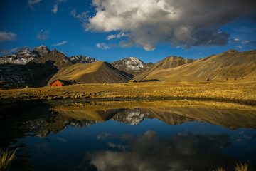 Mountains landscapes and lake from Cordillera Real, Andes, Bolivia