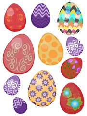 a set of painted Easter eggs. color drawing by hand. colorful print, template.