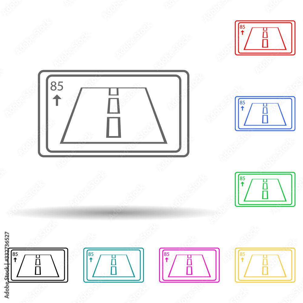 Poster navigator with speed indicator multi color set icon. simple thin line, outline vector of navigation 