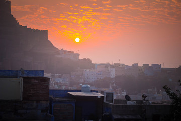 sunset in jodhpur blue city