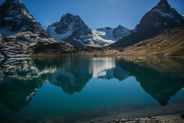 Condoriri Peak and lake in Cordillera Real, Andes, Bolivia