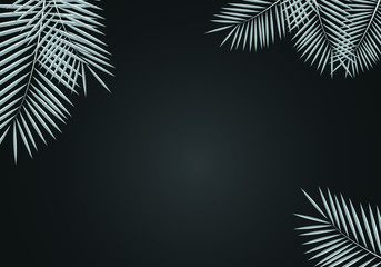 Exotic leaves on a black background. Tropical background. Vector