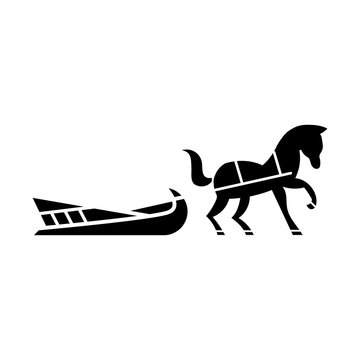 Russian Simple Icon Horse Sleigh