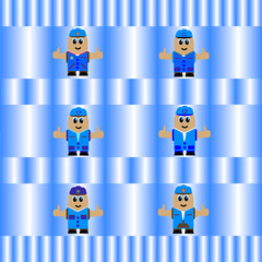 Fototapeta premium Illustration of a funny cartoon man can be used in the design of the envelopes of notebooks, albums, packaging and tourism booklets as a background, seamless wallpaper
