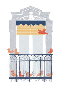 Ventana con p&aacute;jaros