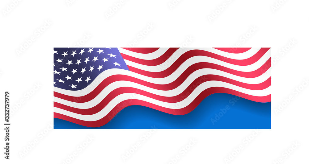 Wall mural Waving US America Flag Background Vector Illustration