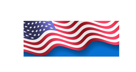 Waving US America Flag Background Vector Illustration