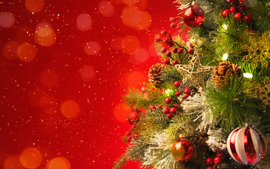2020 Merry Christmas and New Year holidays background. Blurred bokeh background