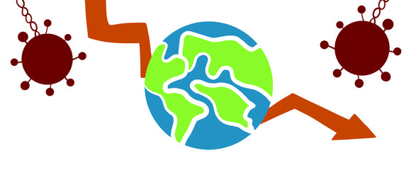 The world is facing a severe crisis from an epidemic of viral diseases causing global financial and product declines - Vector