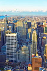 Aerial view on Skyscrapers in Midtown Manhattan and Central Park