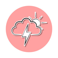 sign of partial thunderstorm sticker icon. Simple thin line, outline vector of Weather icons for ui and ux, website or mobile application