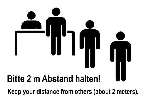 ds67 DiskretionSchild - deutsch: Bitte 2 m Abstand halten. Kunden warten mit Sicherheitsabstand - english: Reception / Keep your distance from others (about 2 meters). - poster DIN A2 A3 A4 xxl g9363