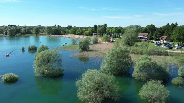 Champagne region, Aerial view of Orient Forest Regional Natural Park, Lake Orient