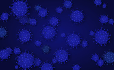 Corona Virus 2020, virus infections. Coronavirus (2019-nCoV). Virus Covid 19-NCP. Background with realistic blue and orange virus cells. Symbol vector illustration.