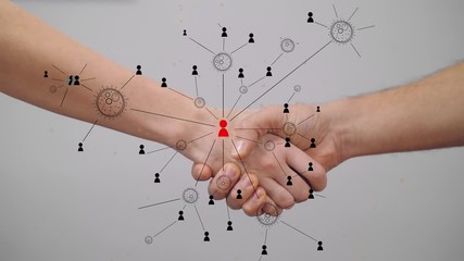 Corona virus or bacteria spreading by handshake.