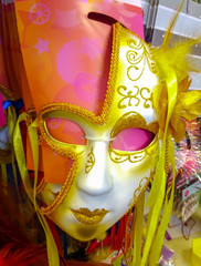 Carnival fective mask shop market, vintage decoration.