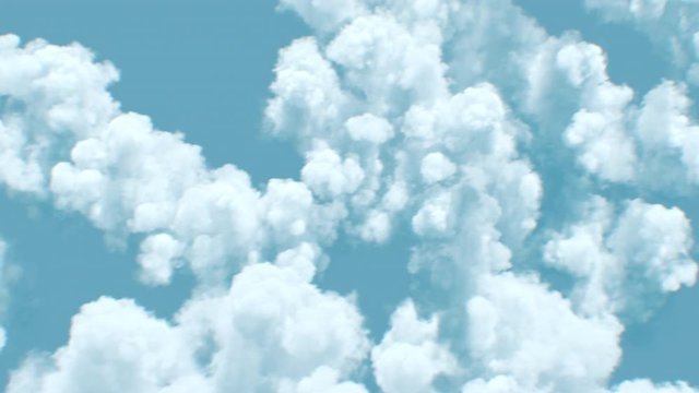 Flying Above the Beautiful Clouds Top View Daylight Seamless. Flight Over the Endless Cloudscape Under the Afternoon Sun Looped 3d Animation. 4k Ultra HD 3840x2160