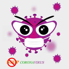 Illustration vector graphic of corona virus covid 19 with mask  suitable for warning against corona hazards