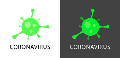 Coronavirus logo in style design isolated on white and black color - Flat Vector illustration.