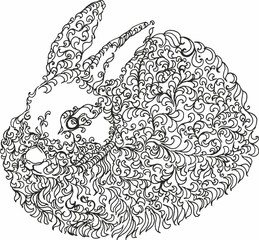 fur rabbit openwork fantasy logo pattern vector