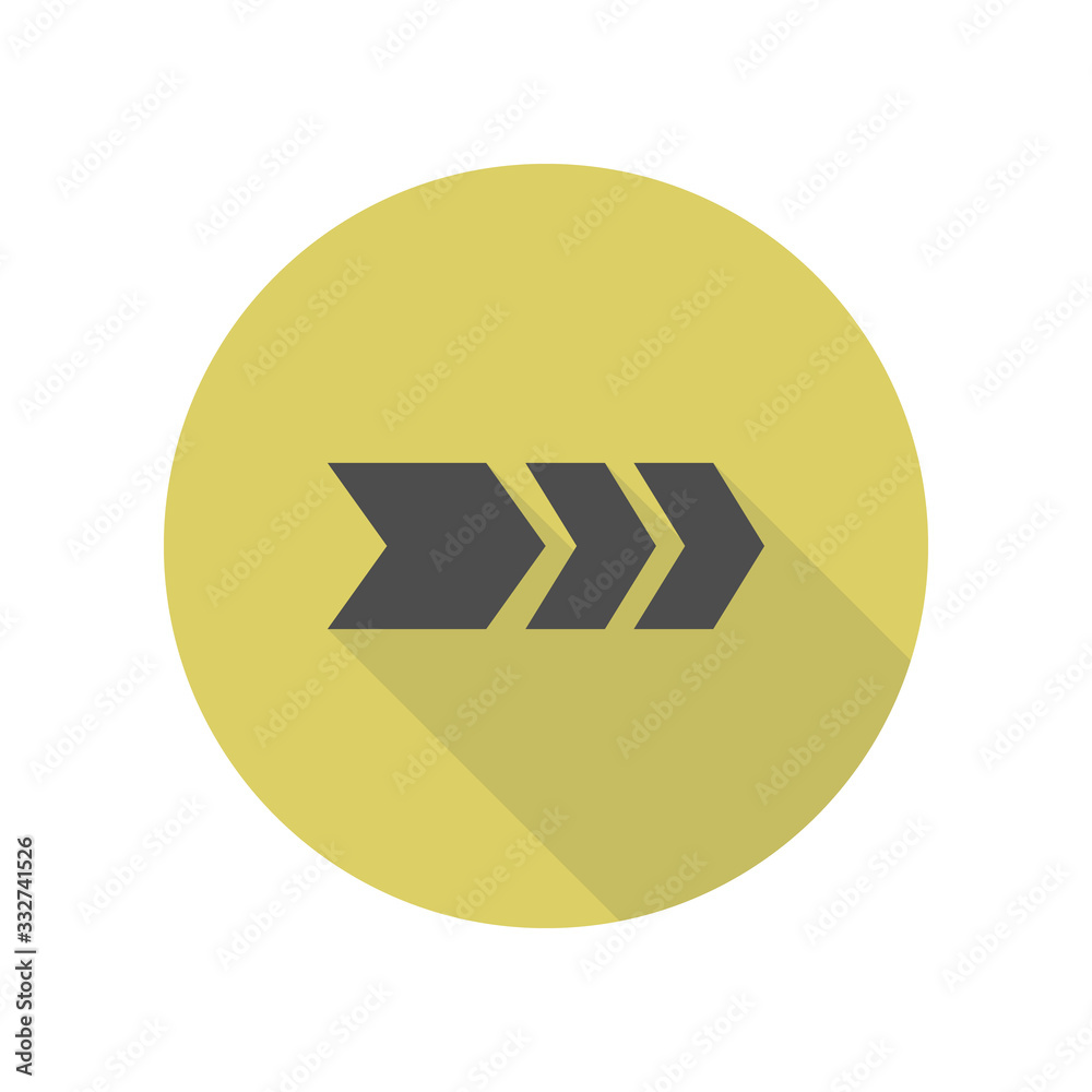 Poster arrow with a stroke long shadow icon. simple glyph, flat vector of web icons for ui and ux, website 