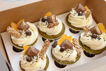 Healthy cupcakes with spinach and cream.