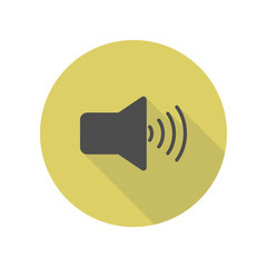 sound sign long shadow icon. Simple glyph, flat vector of WEB icons for ui and ux, website or mobile application