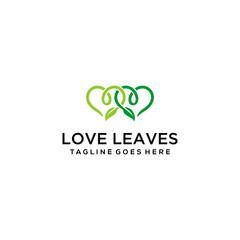 Modern natural leaf icon with heart/love design logo concept icon template
