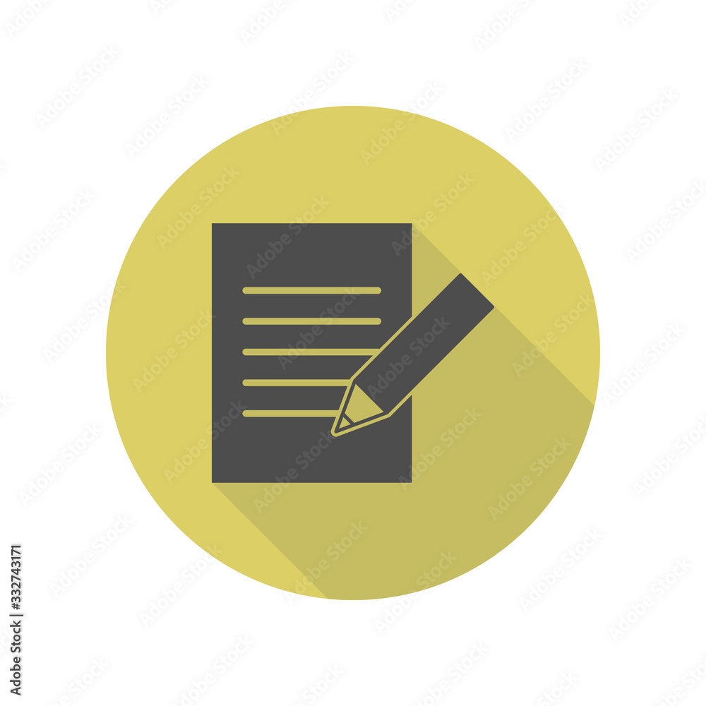 Poster writing on paper with a pencil . element of web long shadow icon. simple glyph, flat vector of web i