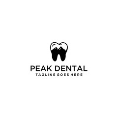 An illustration of dental clinic inspiration in combination with the mountains logo design.