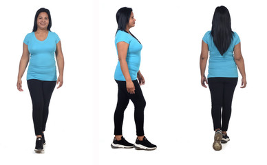Fototapeta premium front,back and profile of same woman on white backgraund