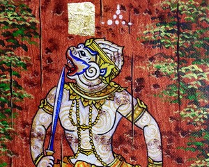 Art painting Acrylic color   Literature Ramayana   Thailand