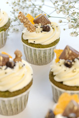 Healthy cupcakes with spinach and cream.